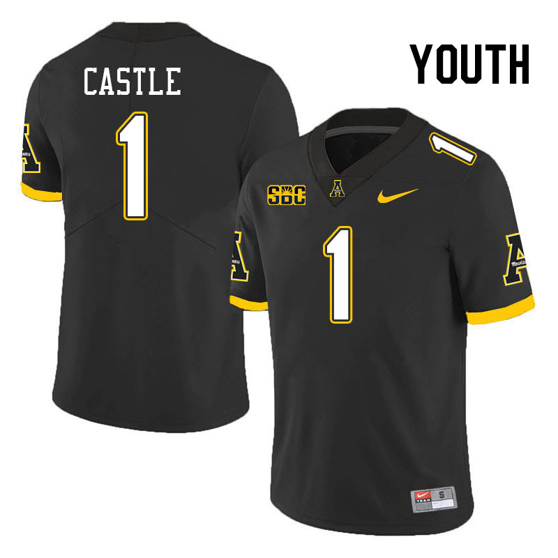 Youth #1 Anderson Castle Appalachian State Mountaineers College Football Jerseys Stitched Sale-Black - Click Image to Close